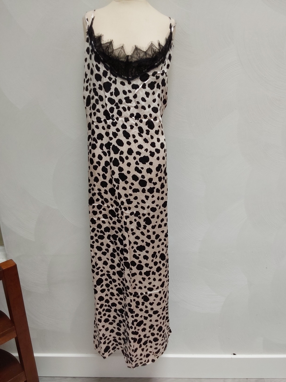 Anthropologie Black and Cream Spotted Lace-Trim Midi Dress - Picture 3 of 7